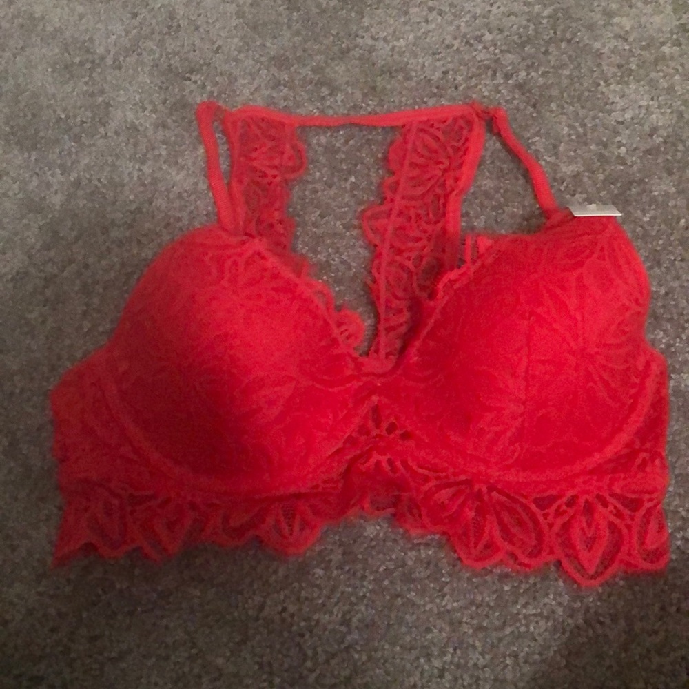 PINK lace halter bralette